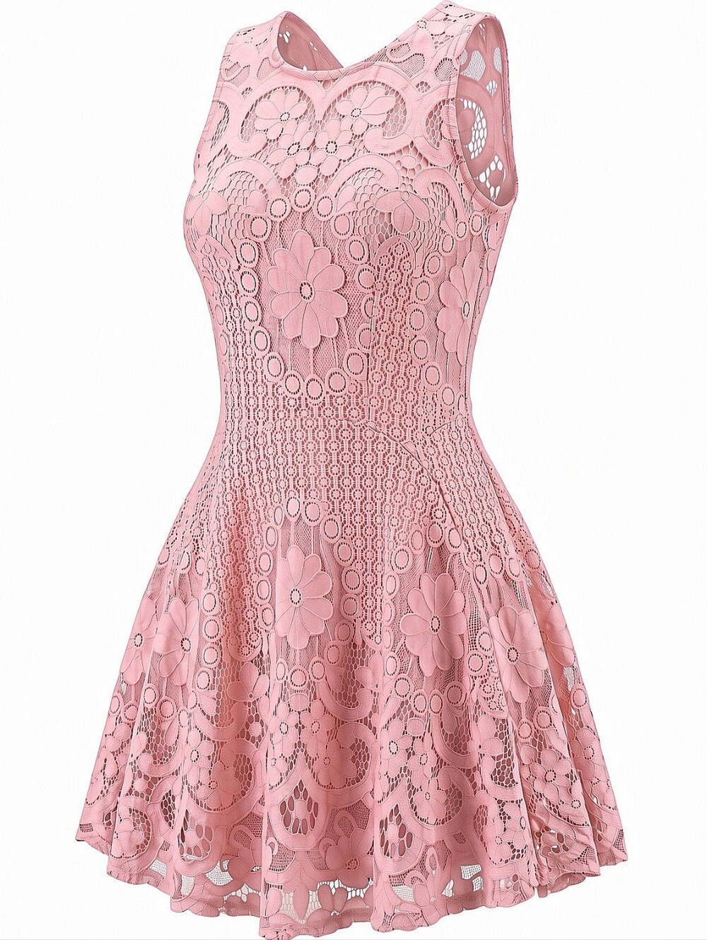 NEW! Ultra Pink Sleeveless Pink Lace Fit & Flare Dress - Picture 2 of 4